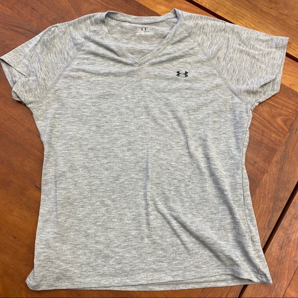 Under Armour Gray Heat Gear V-Neck Tee